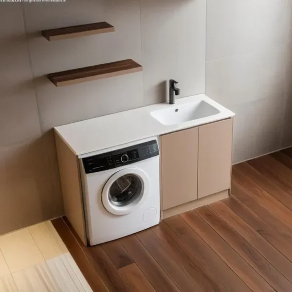 Mobile coprilavatrice con lavabo integrato Compab LAB61 in finitura Laccato Titanio Grigio Opaco.