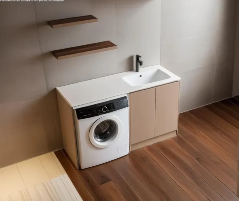 Mobile coprilavatrice con lavabo integrato Compab LAB61 in finitura Laccato Titanio Grigio Opaco.