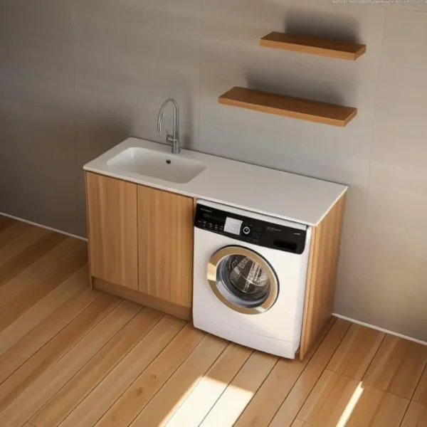 Mobile Coprilavatrice Compab LAB61 con lavabo integrato, design italiano - vista frontale completa