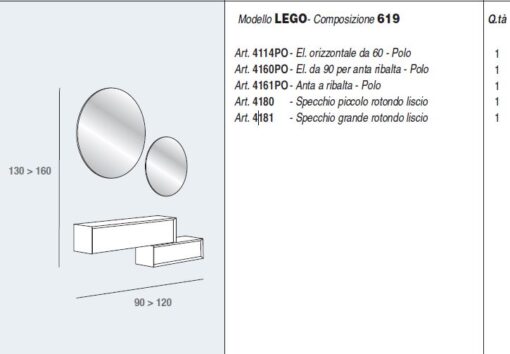 Mobile Ingresso con Specchi Rotondi | LEGO 619 La Primavera - immagine 3