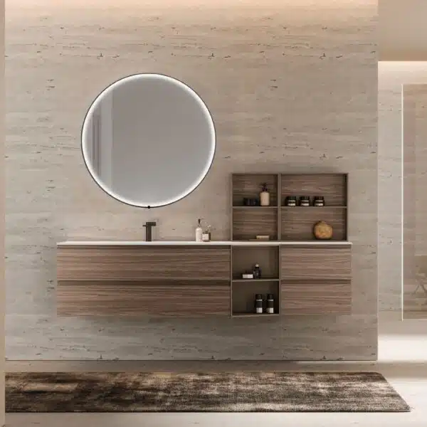Dettaglio maniglia integrata Mobile Bagno Baxar M1 Surf - finitura opaca, design minimale