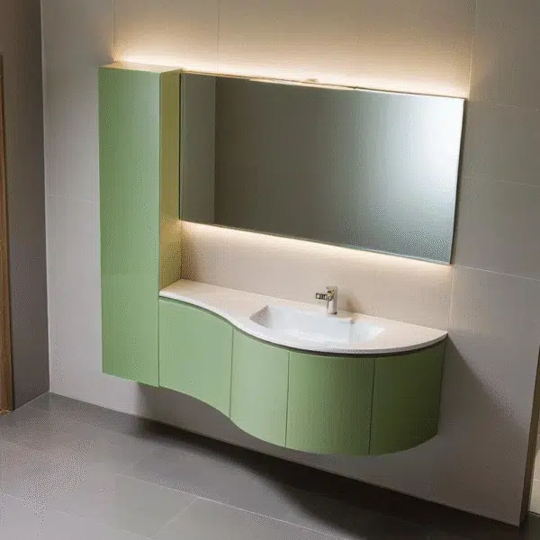 Mobile bagno curvo di design Soul W702 di Arcom con lavabo da appoggio e finitura Laccato Opaco.