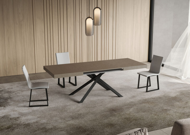 Tavolo allungabile 140/224x80cm Niket tortora gambe antracite - immagine 3