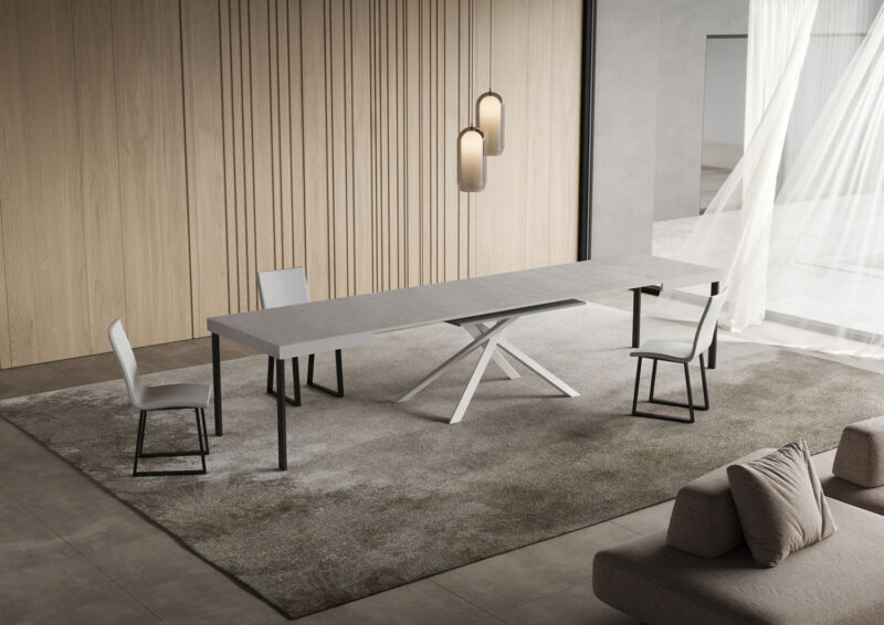 Tavolo allungabile 140/244x90 cm Niket cashmere gambe bianche - immagine 3