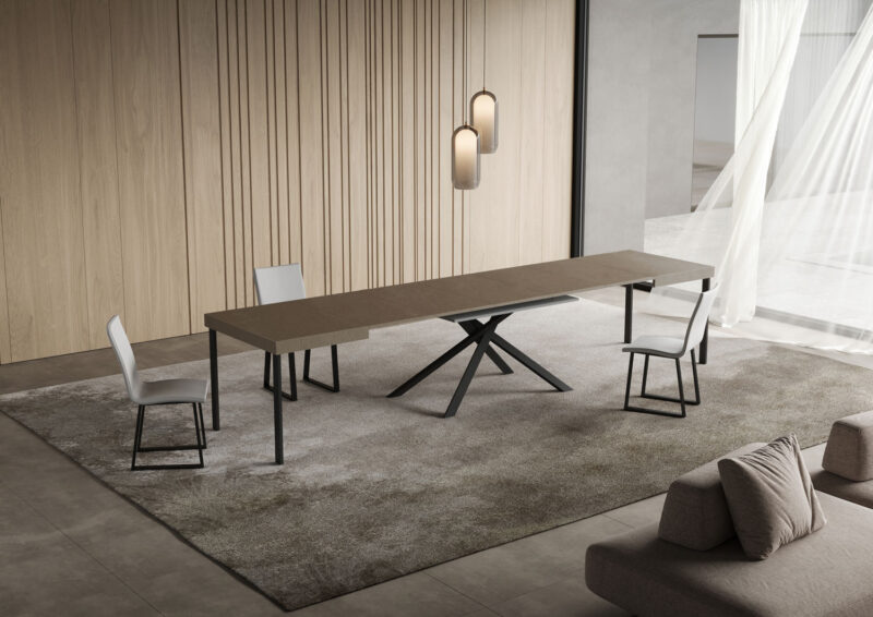 Tavolo allungabile 120/380x90 cm Niket tortora gambe antracite - immagine 4