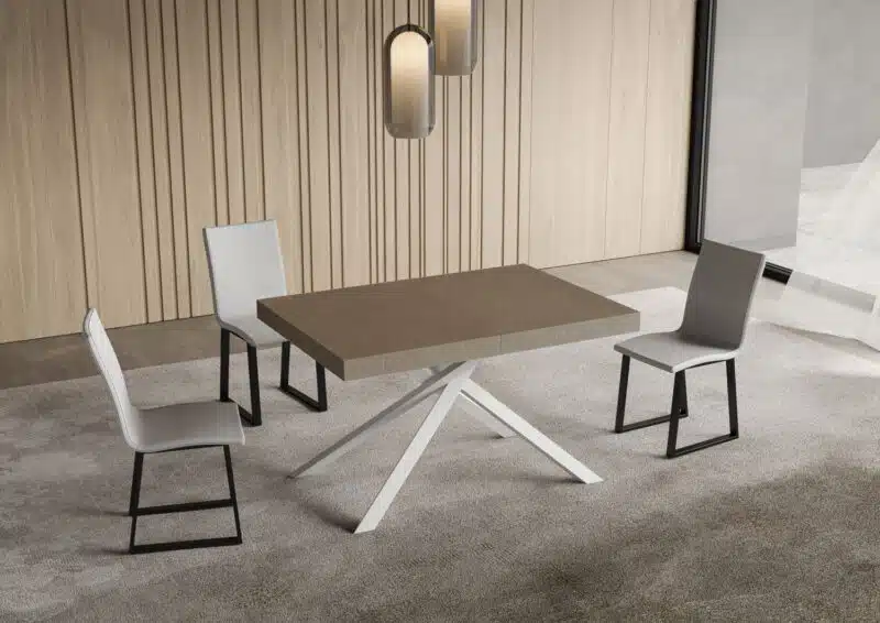Tavolo allungabile 120/224x90 cm Niket tortora gambe bianche - foto 2