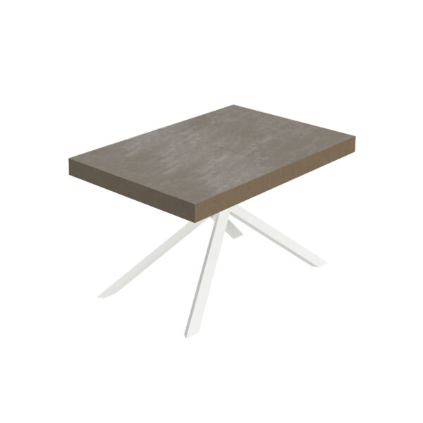 Tavolo allungabile 120/224x90 cm Niket tortora gambe bianche
