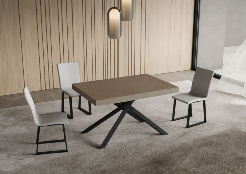 Tavolo allungabile 140/224x80cm Niket tortora gambe antracite - immagine 2