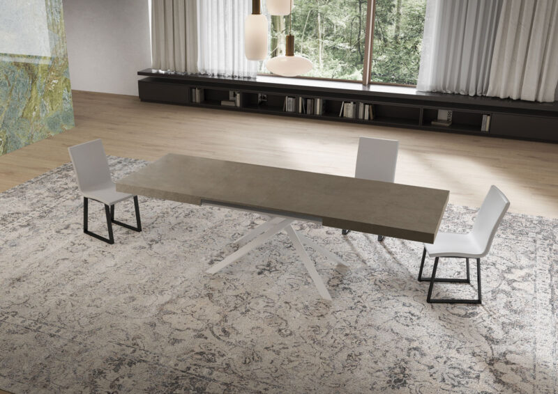 Tavolo allungabile 160/264x90 cm Niket tortora gambe bianche - immagine 3