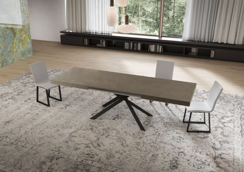 Tavolo allungabile 160/264x90 cm Niket tortora gambe antracite - immagine 3