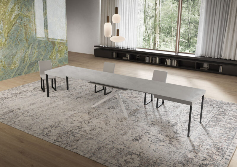 Tavolo allungabile 160/420x90 cm Niket cashmere gambe bianche - immagine 4