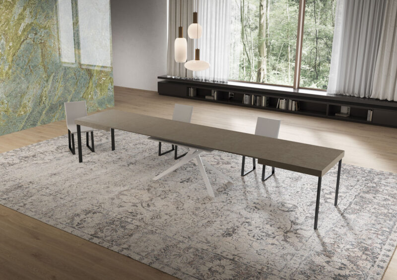 Tavolo allungabile 160/420x90 cm Niket tortora gambe bianche - immagine 4