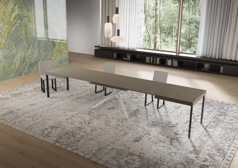 Tavolo allungabile 160/420x90 cm Niket tortora gambe bianche - foto 4