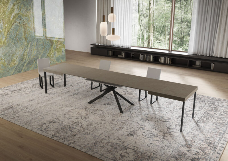 Tavolo allungabile 160/420x90 cm Niket tortora gambe antracite - immagine 4