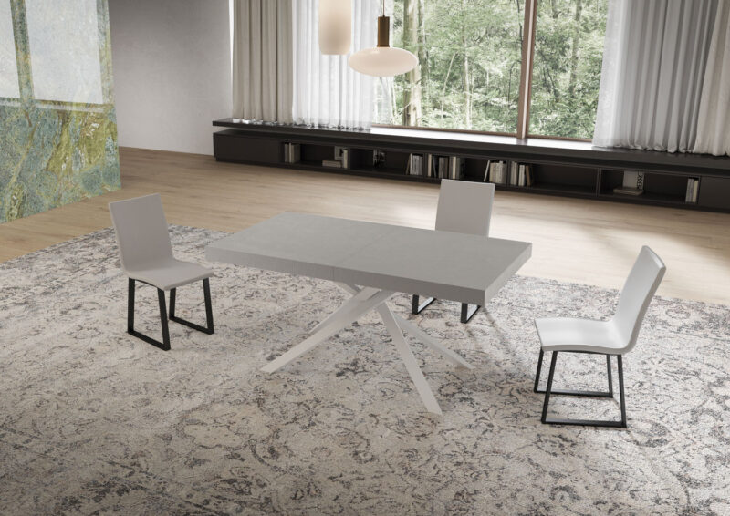 Tavolo allungabile 160/264x90 cm Niket cashmere gambe bianche - immagine 2