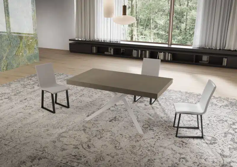 Tavolo allungabile 160/420x90 cm Niket tortora gambe bianche - foto 2