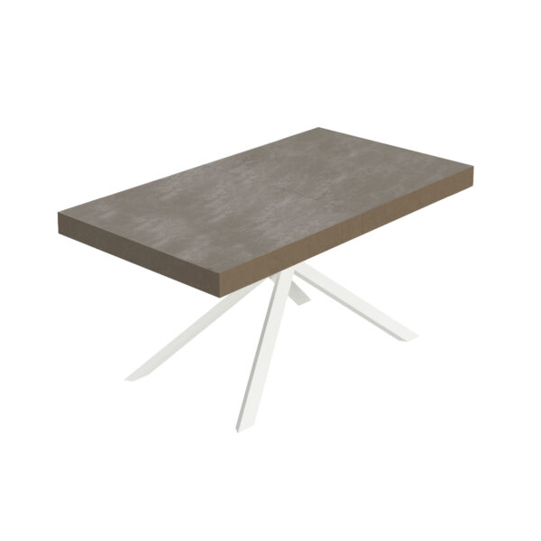 Tavolo allungabile 160/264x90 cm Niket tortora gambe bianche