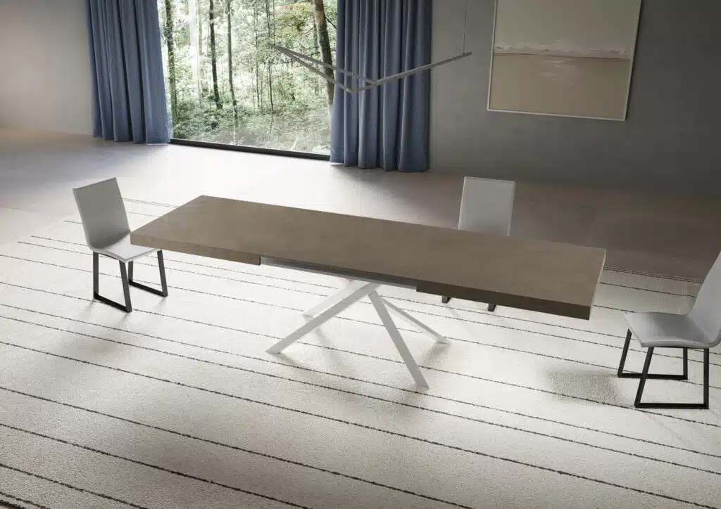 Tavolo allungabile 200/460x90 cm Niket tortora gambe bianche - foto 3