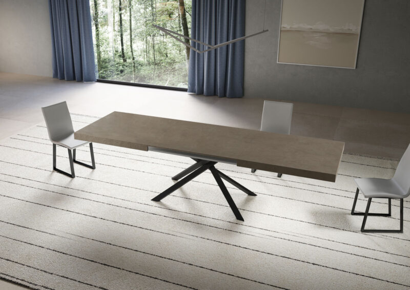Tavolo allungabile 180/284x90 cm Niket tortora gambe antracite - immagine 3