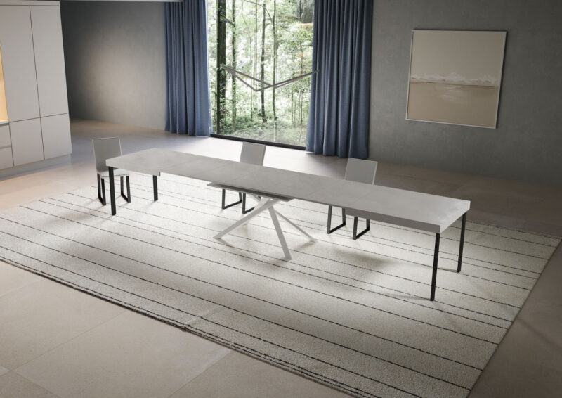 Tavolo allungabile 200/460x90 cm Niket cashmere gambe bianche - immagine 4