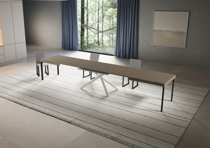 Tavolo allungabile 200/460x90 cm Niket tortora gambe bianche - immagine 4
