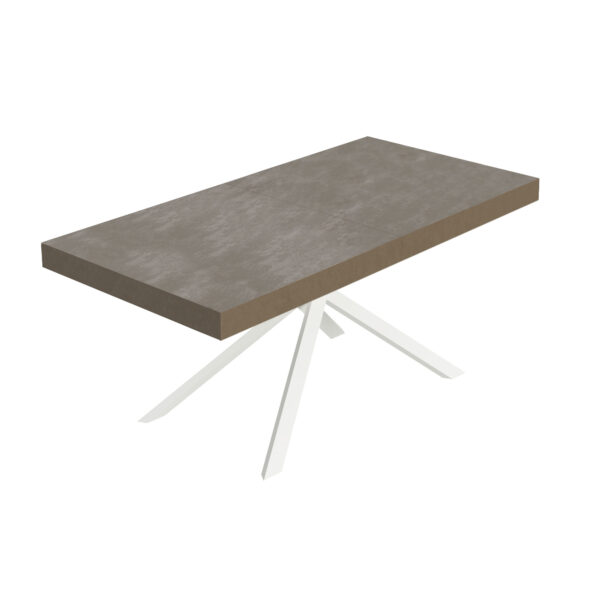 Tavolo allungabile 180/284x90 cm Niket tortora gambe bianche