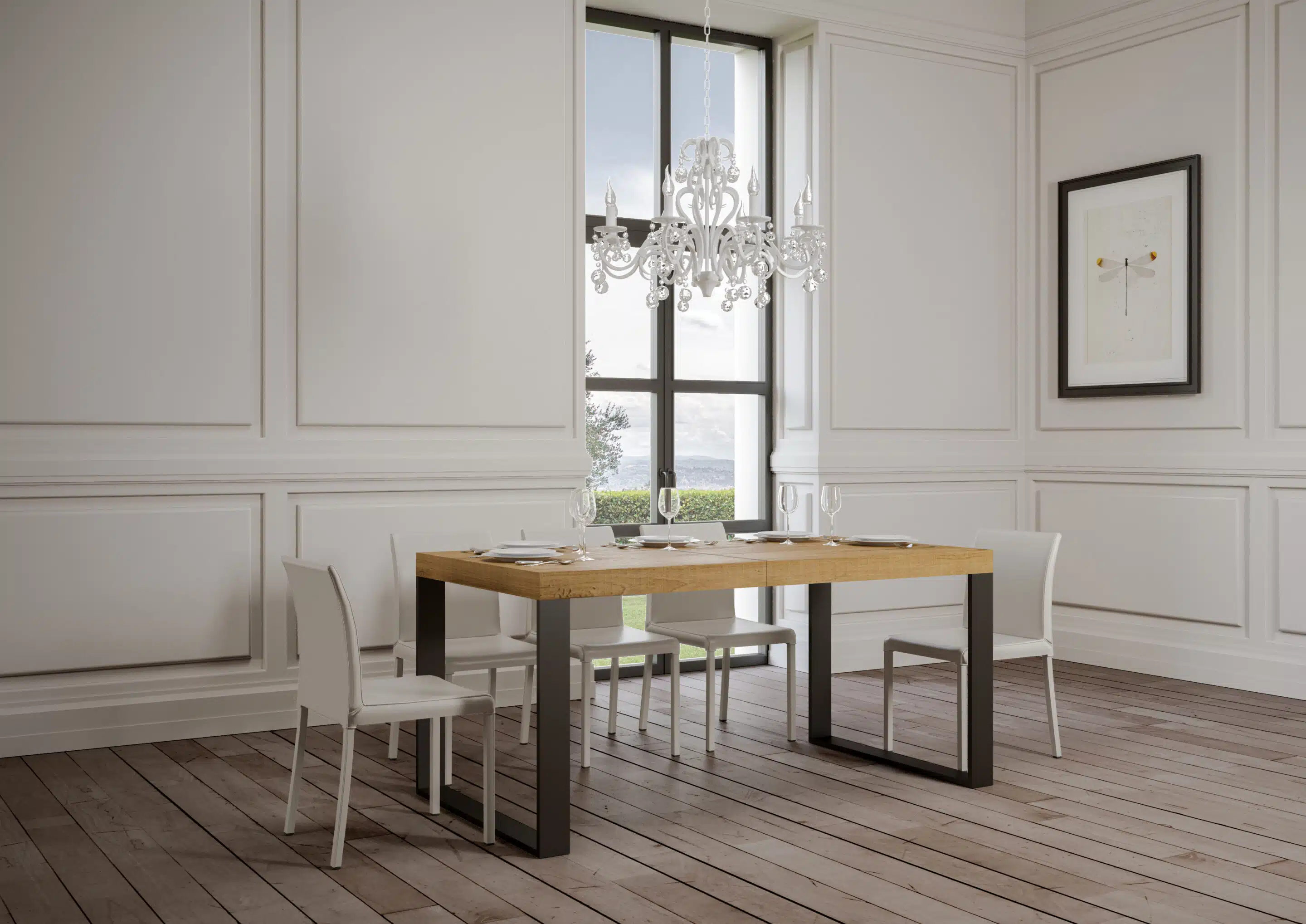 Tavolo allungabile 200/460x90 cm Tecno Premium quercia natura gambe antracite - immagine 2