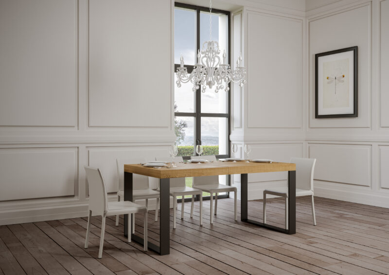 Tavolo allungabile 180/284x90 cm Tecno Premium quercia natura gambe antracite - immagine 2