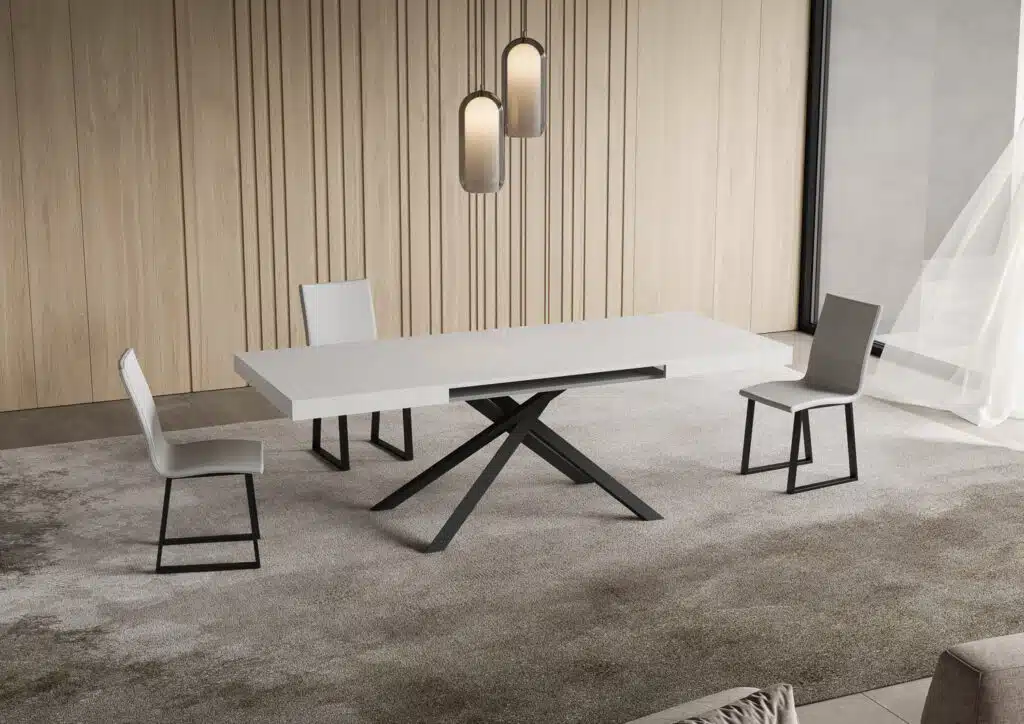 Tavolo allungabile 120/380x90 cm Niket bianco frassino gambe antracite - foto 3