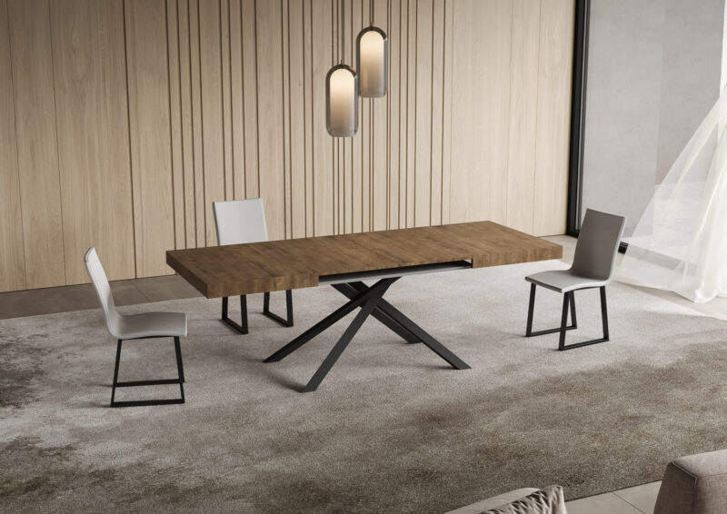 Tavolo allungabile 140/224x80cm Niket noce gambe antracite - immagine 3