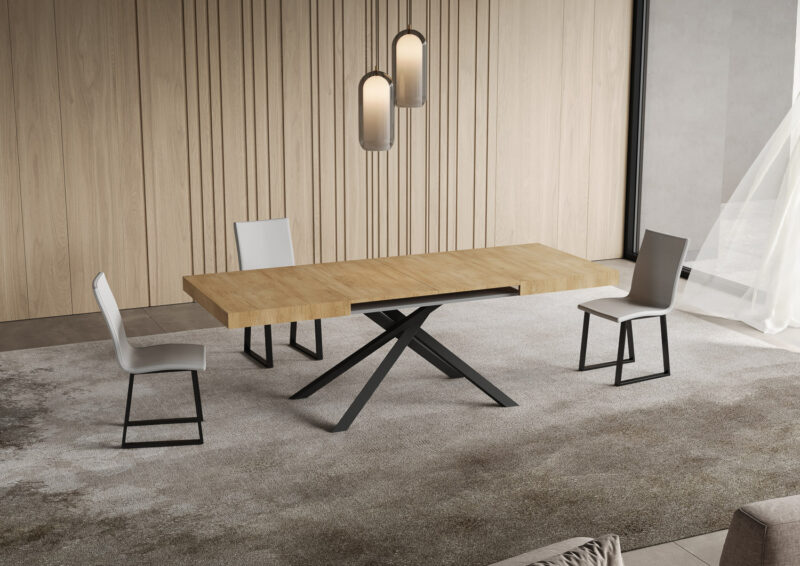 Tavolo allungabile 120/204x80 cm Niket quercia natura gambe antracite - immagine 3
