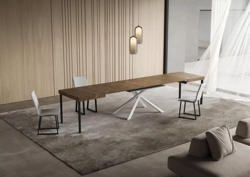 Tavolo allungabile 140/400x90 cm Niket noce gambe bianche - foto 4