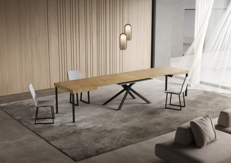 Tavolo allungabile 130/390x90 cm Niket quercia natura gambe antracite - immagine 4