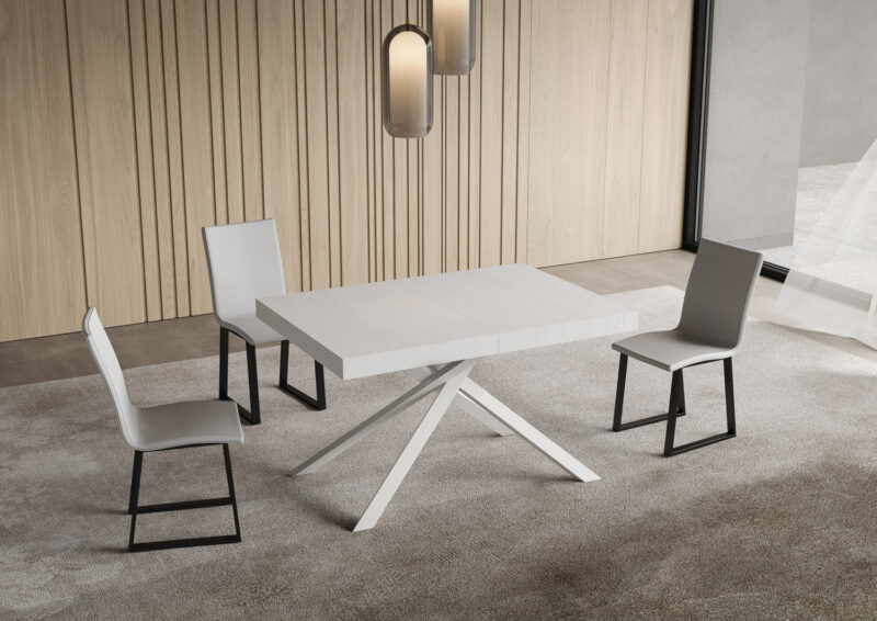 Tavolo allungabile 120/224x90 cm Niket bianco frassino gambe bianche - immagine 2