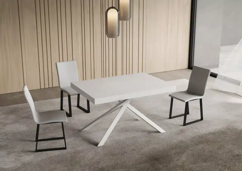 Tavolo allungabile 120/204x80 cm Niket bianco frassino gambe bianche - foto 2