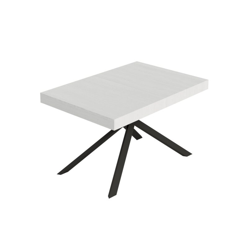 Tavolo allungabile 140/224x80cm Niket bianco frassino gambe antracite