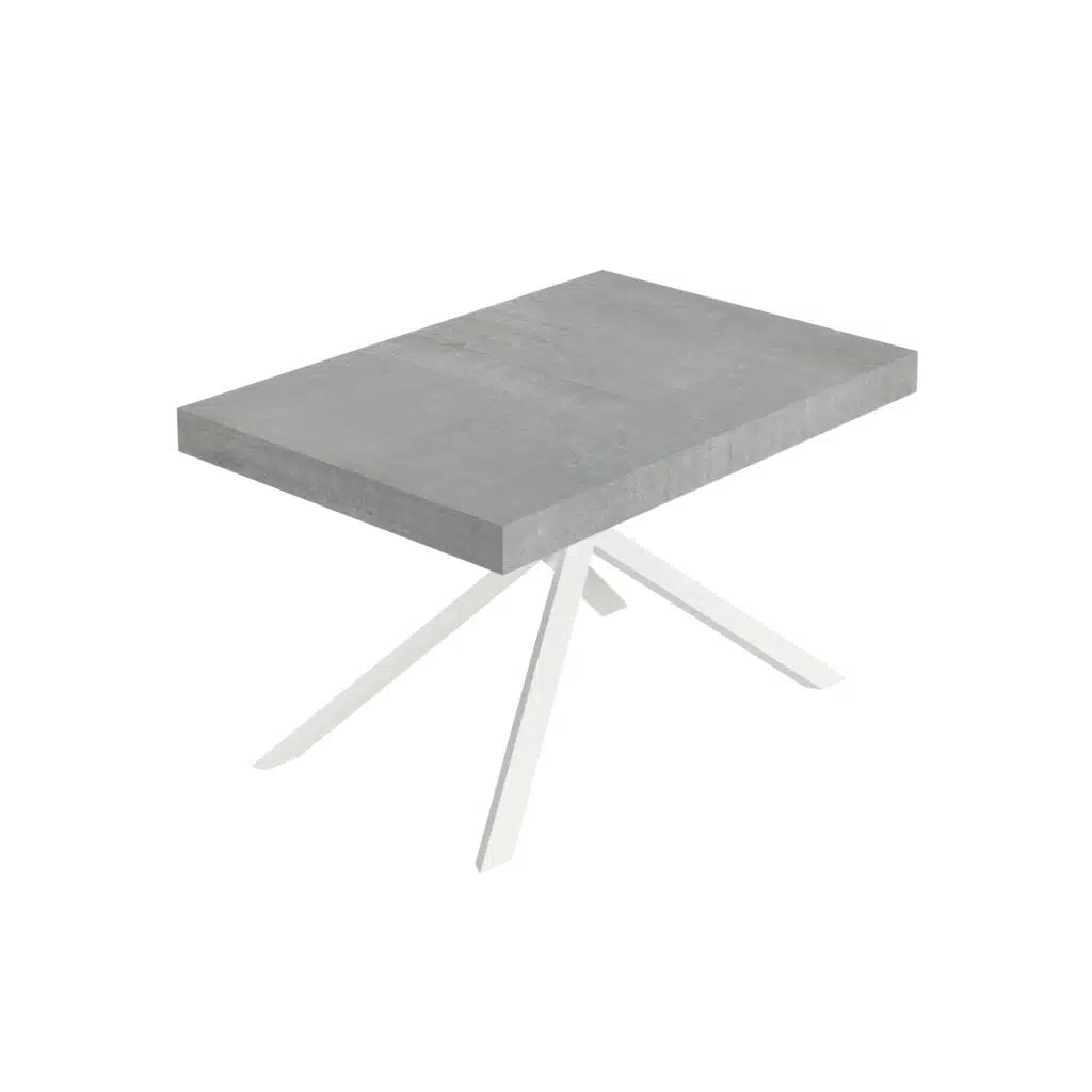 Tavolo allungabile 120/224x90 cm Niket cemento gambe bianche - foto 1