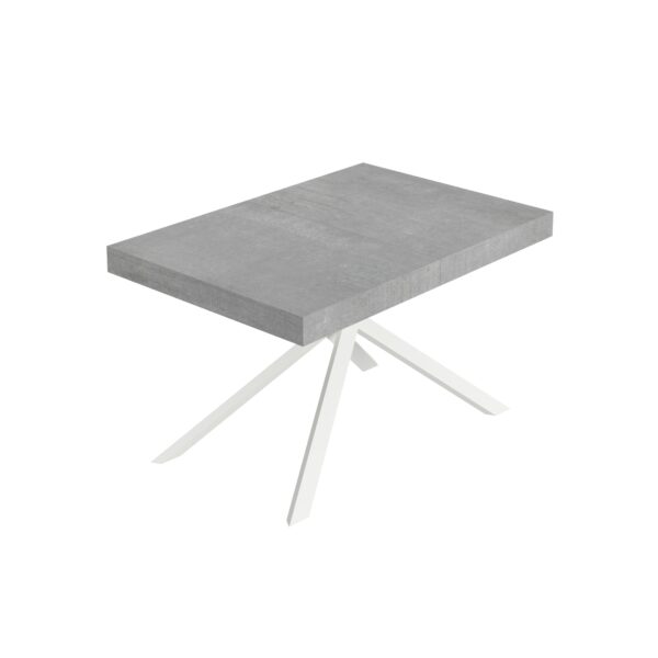Tavolo allungabile 120/224x90 cm Niket cemento gambe bianche