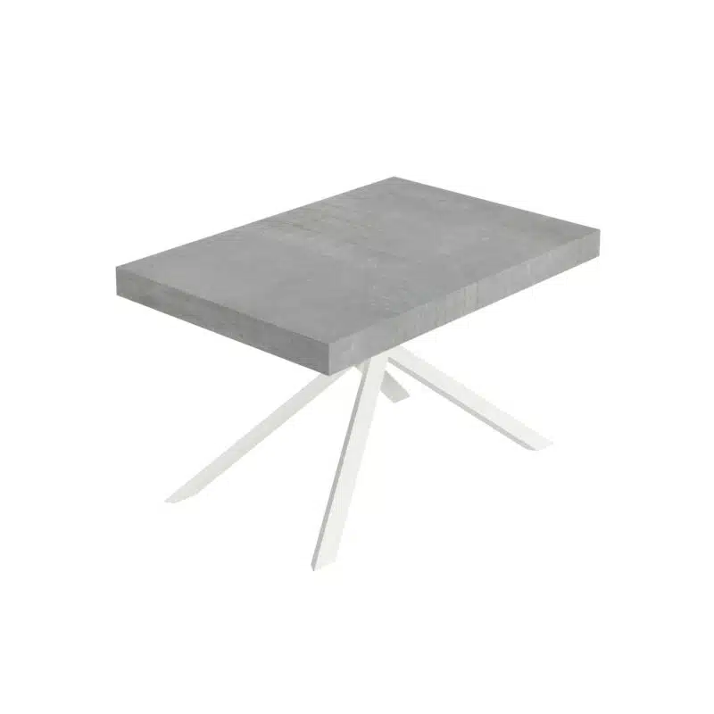 Tavolo allungabile 120/224x90 cm Niket cemento gambe bianche - foto 1