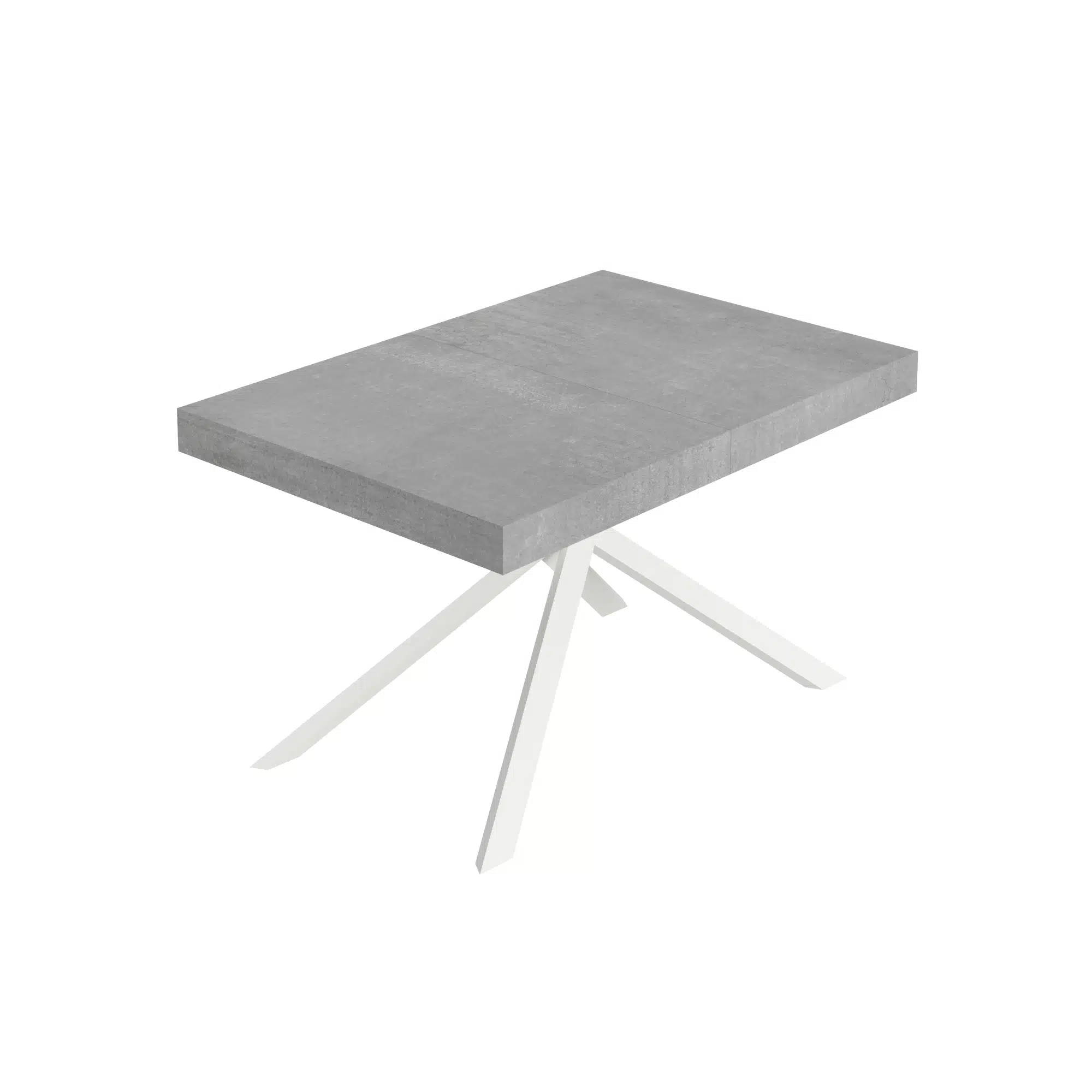 Tavolo allungabile 120/204x80 cm Niket cemento gambe bianche