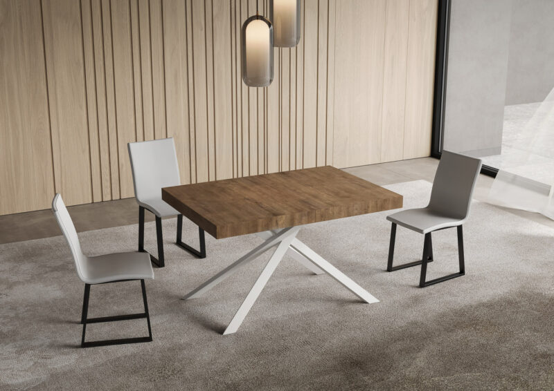 Tavolo allungabile 120/224x90 cm Niket noce gambe bianche - immagine 2