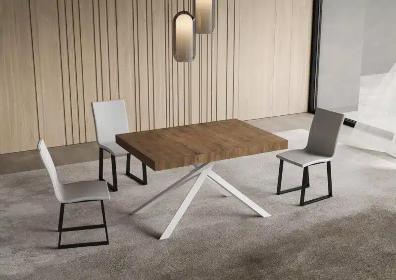 Tavolo allungabile 140/400x90 cm Niket noce gambe bianche - foto 2