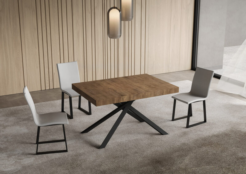 Tavolo allungabile 140/224x80cm Niket noce gambe antracite - immagine 2