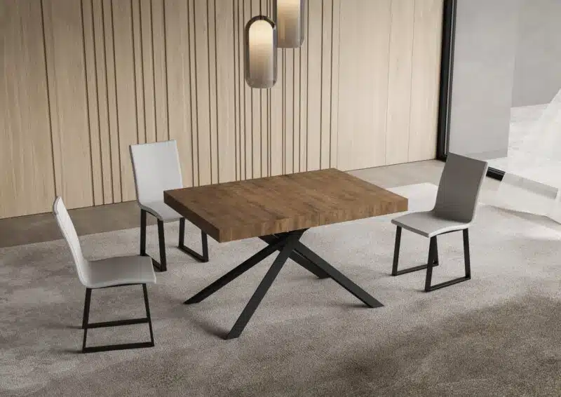 Tavolo allungabile 140/244x90 cm Niket noce gambe antracite - foto 2