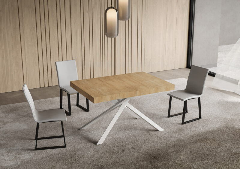 Tavolo allungabile 120/224x90 cm Niket quercia natura gambe bianche - immagine 2
