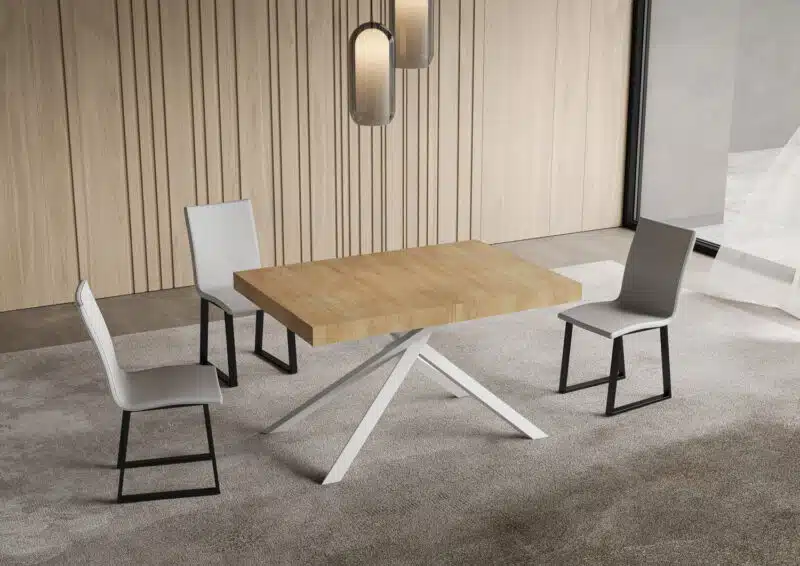 Tavolo allungabile 120/204x80 cm Niket quercia natura gambe bianche - foto 2