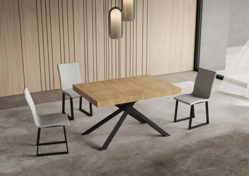 Tavolo allungabile 120/204x80 cm Niket quercia natura gambe antracite - immagine 2