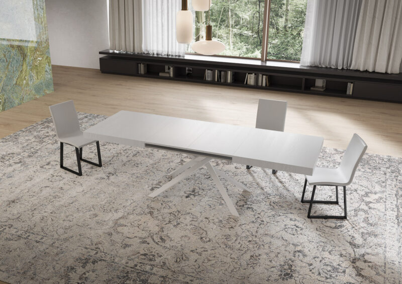 Tavolo allungabile 160/264x90 cm Niket bianco frassino gambe bianche - immagine 3