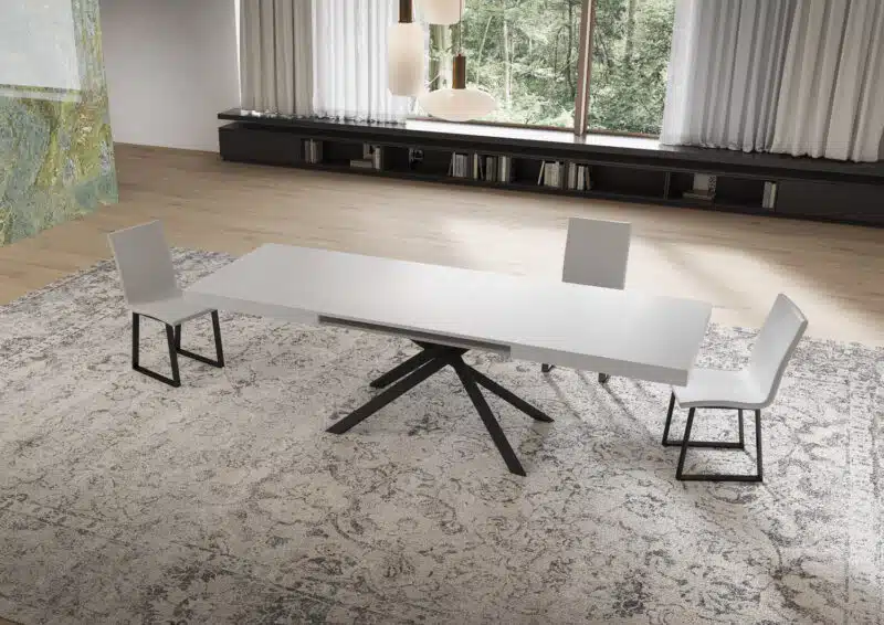 Tavolo allungabile 160/264x90 cm Niket bianco frassino gambe antracite - foto 3