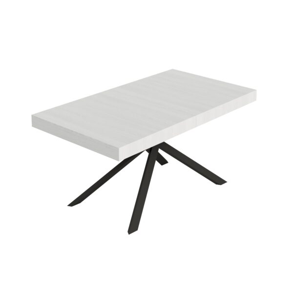 Tavolo allungabile 160/264x90 cm Niket bianco frassino gambe antracite
